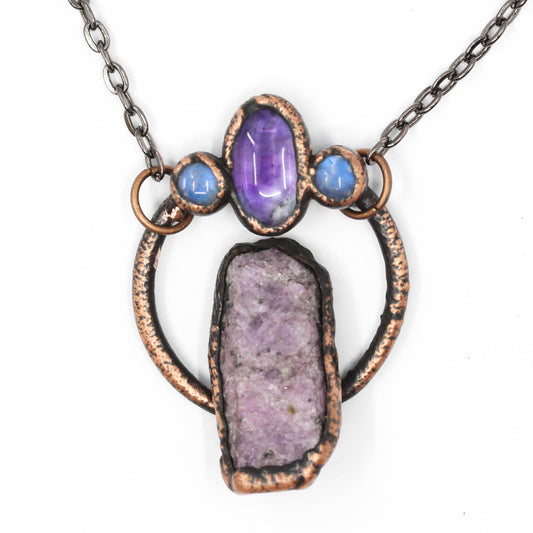 Ruby, Amethyst & Moonstone Necklace
