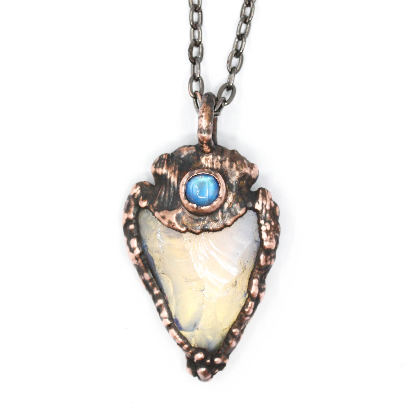 Opalite & Moonstone Arrowhead Necklace