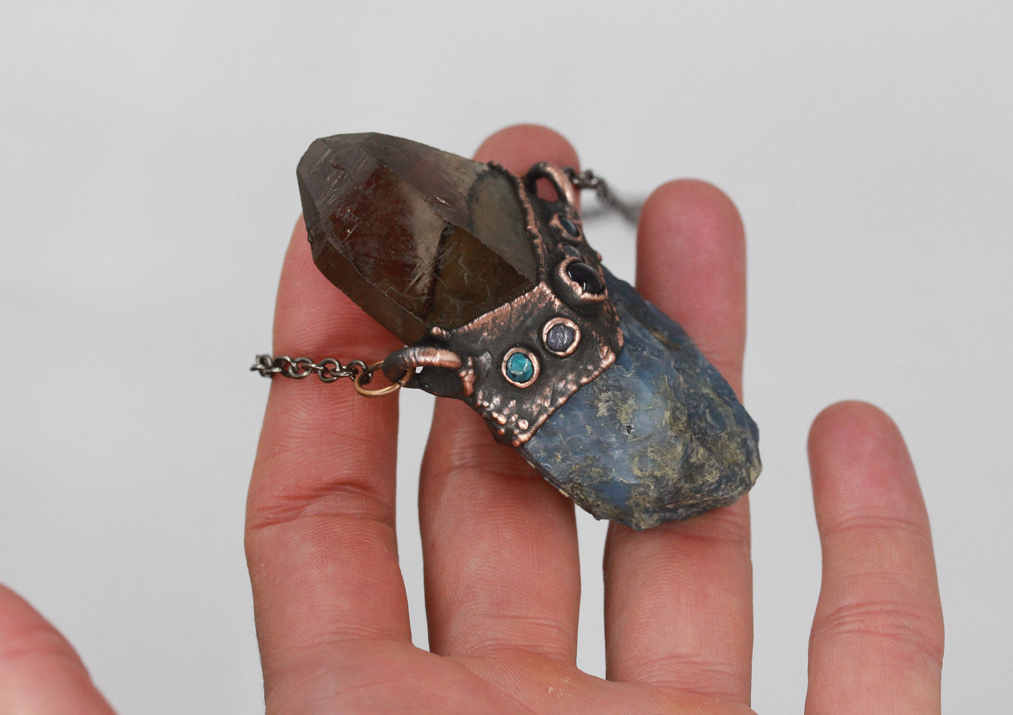 Smoky Quartz & Owyhee Opal Necklace