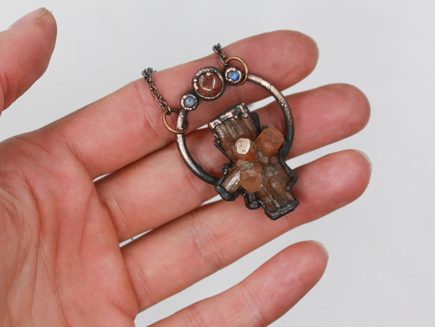 Aragonite, Strawberry Quartz & Moonstone Necklace