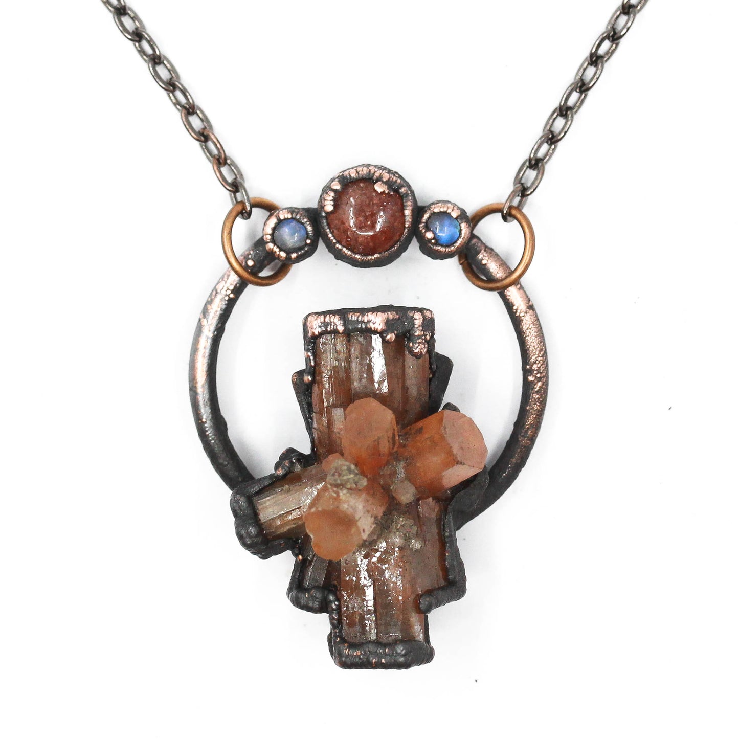 Aragonite, Strawberry Quartz & Moonstone Necklace