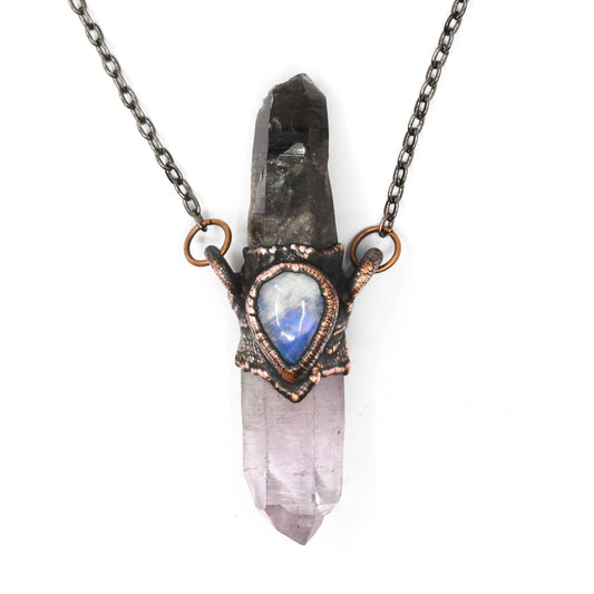 Smoky Quartz, Vera Cruz Amethyst & Moonstone Necklace