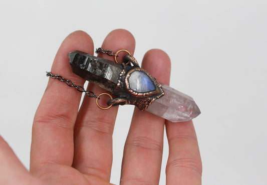 Smoky Quartz, Vera Cruz Amethyst & Moonstone Necklace