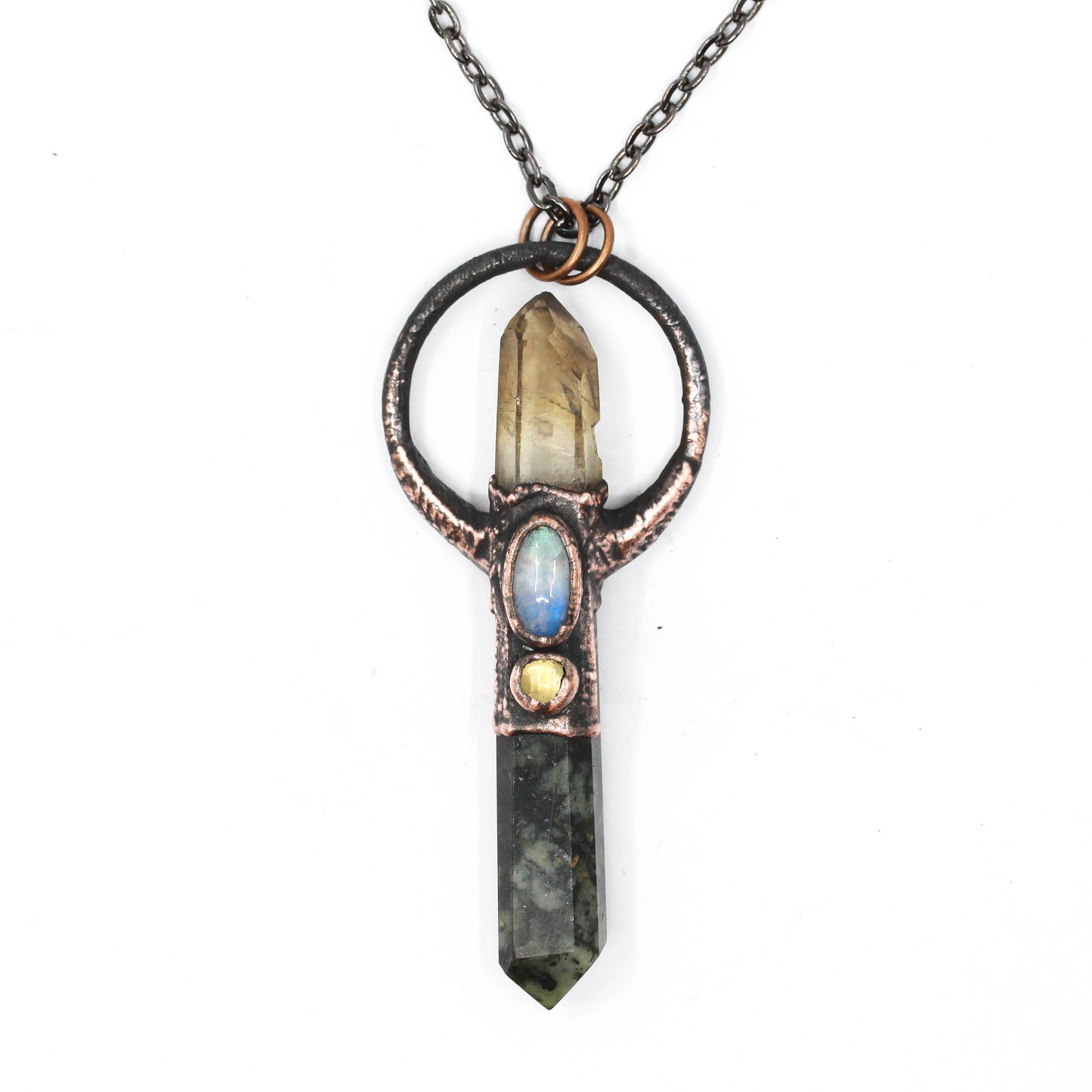 Kambaba Jasper, Smoky Quartz & Moonstone Necklace