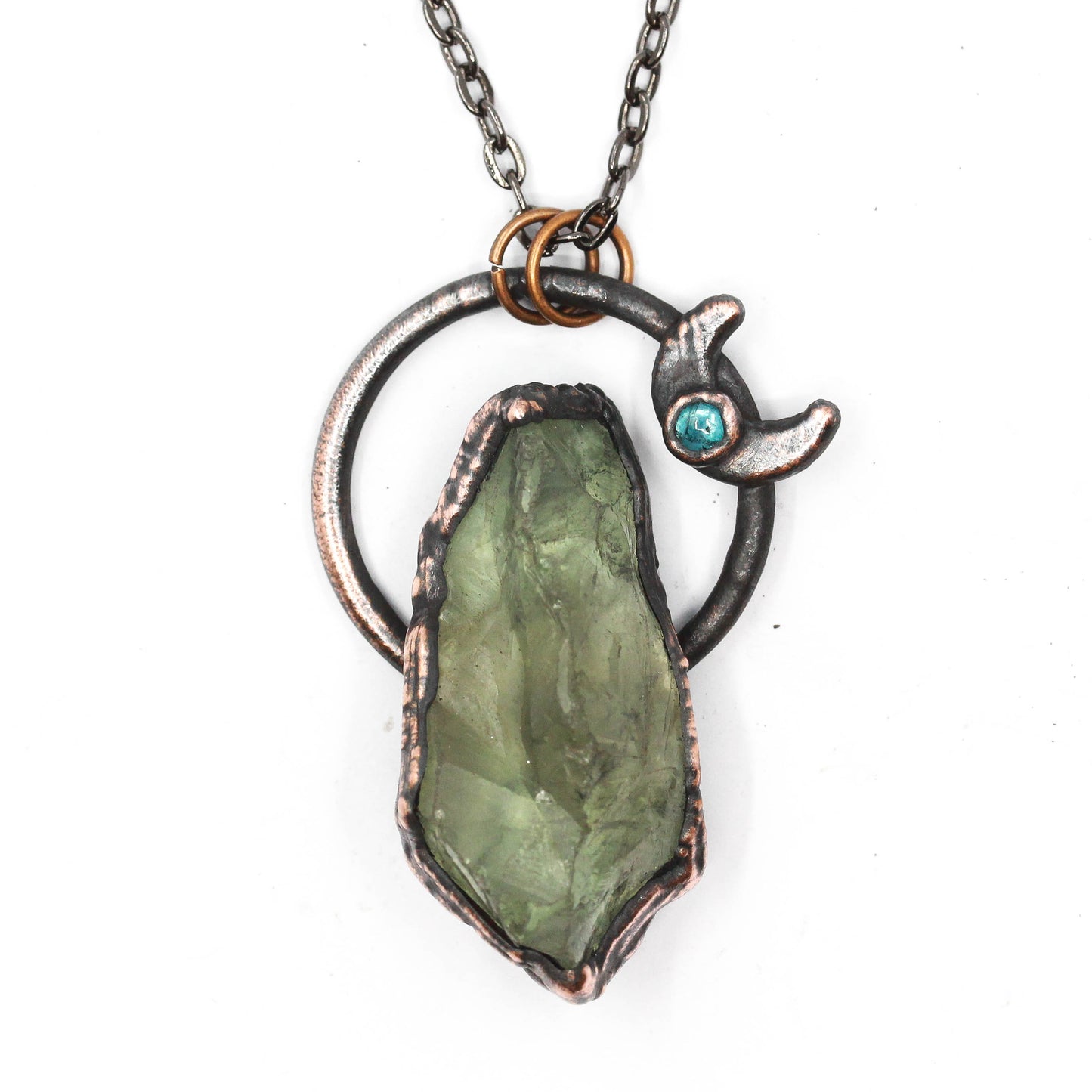 Prasiolite & Kyanite Moon Necklace