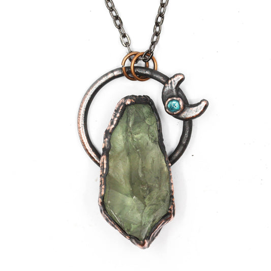 Prasiolite & Kyanite Moon Necklace