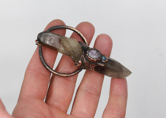 Smoky Quartz, Lepidolite & Moonstone Necklace
