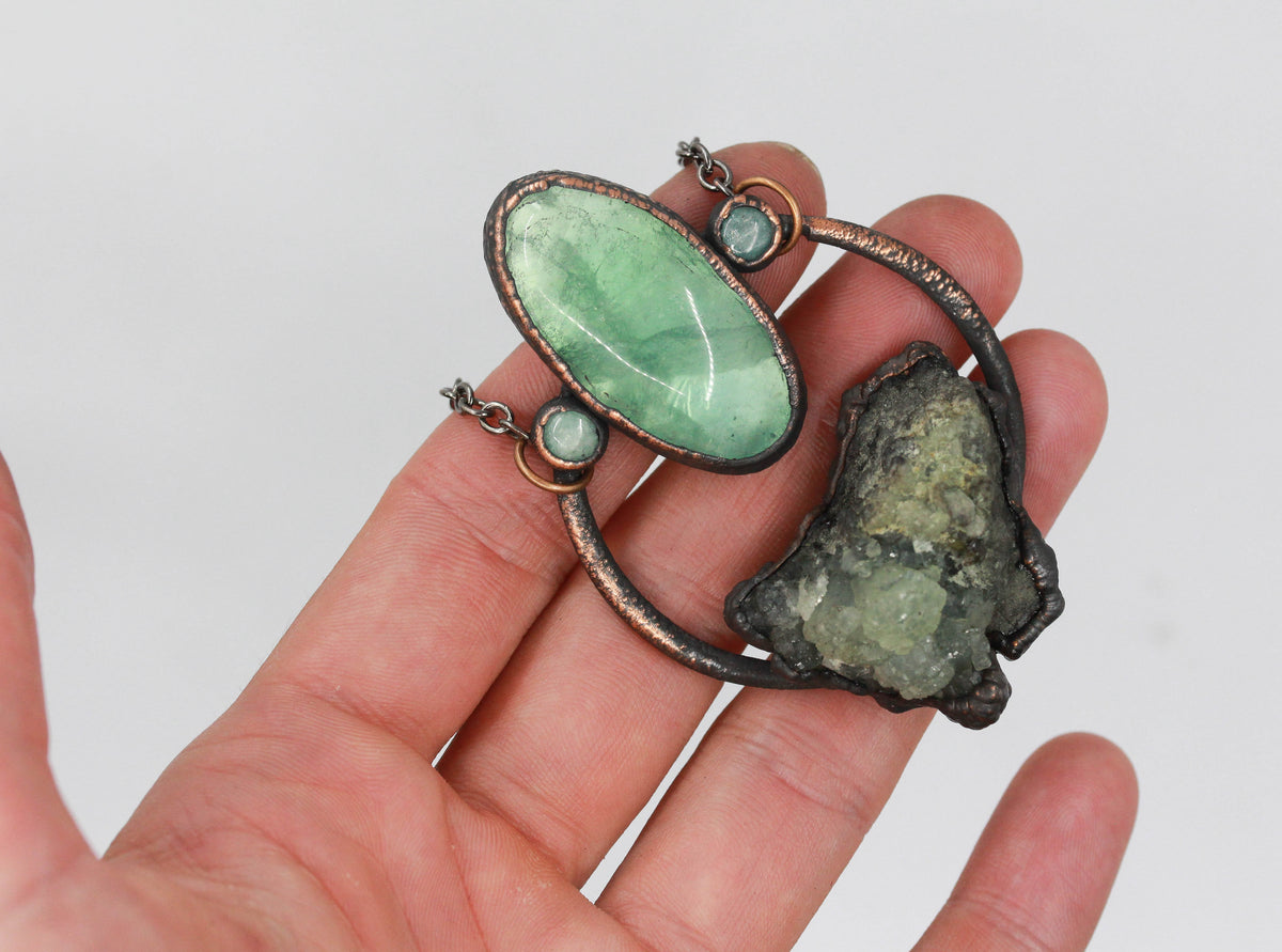 Prehnite, Fluorite & Amazonite Neckace
