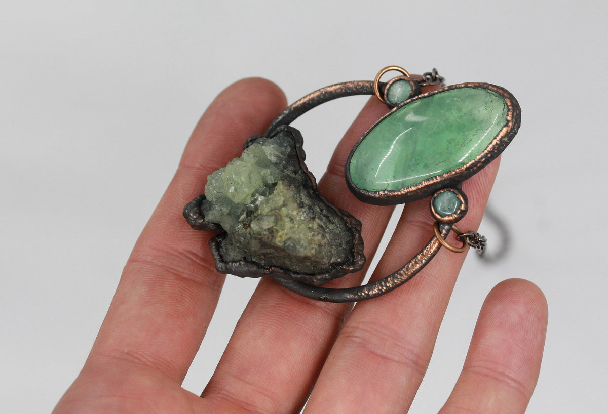 Prehnite, Fluorite & Amazonite Neckace