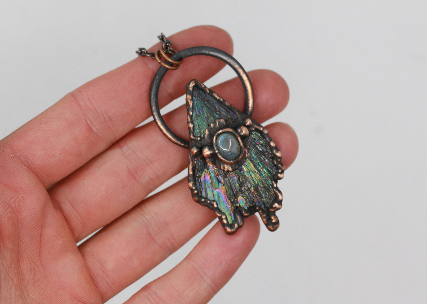 Titanium Aura Kyanite & Moonstone Necklace