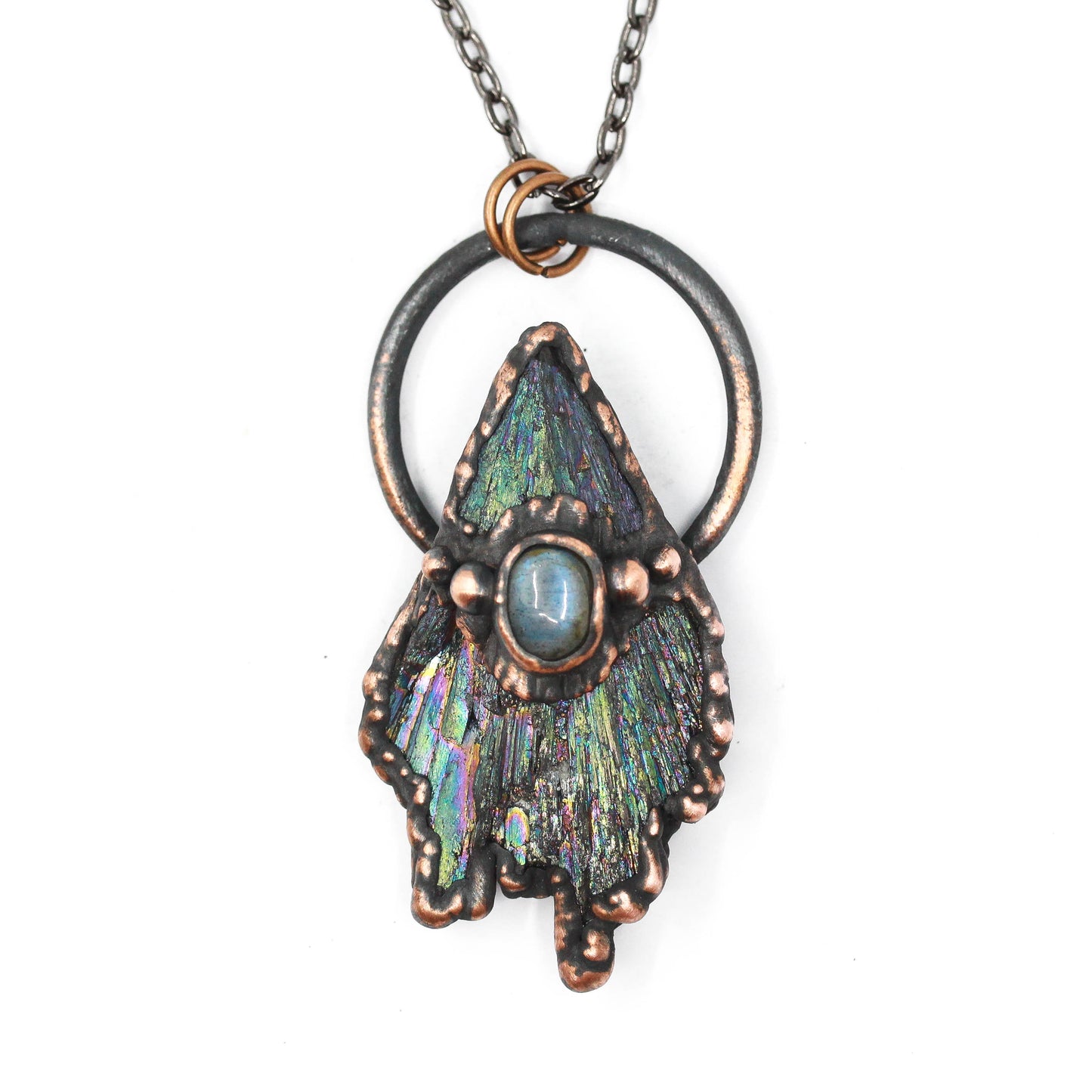 Titanium Aura Kyanite & Moonstone Necklace