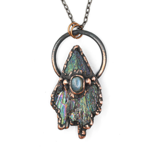 Titanium Aura Kyanite & Moonstone Necklace
