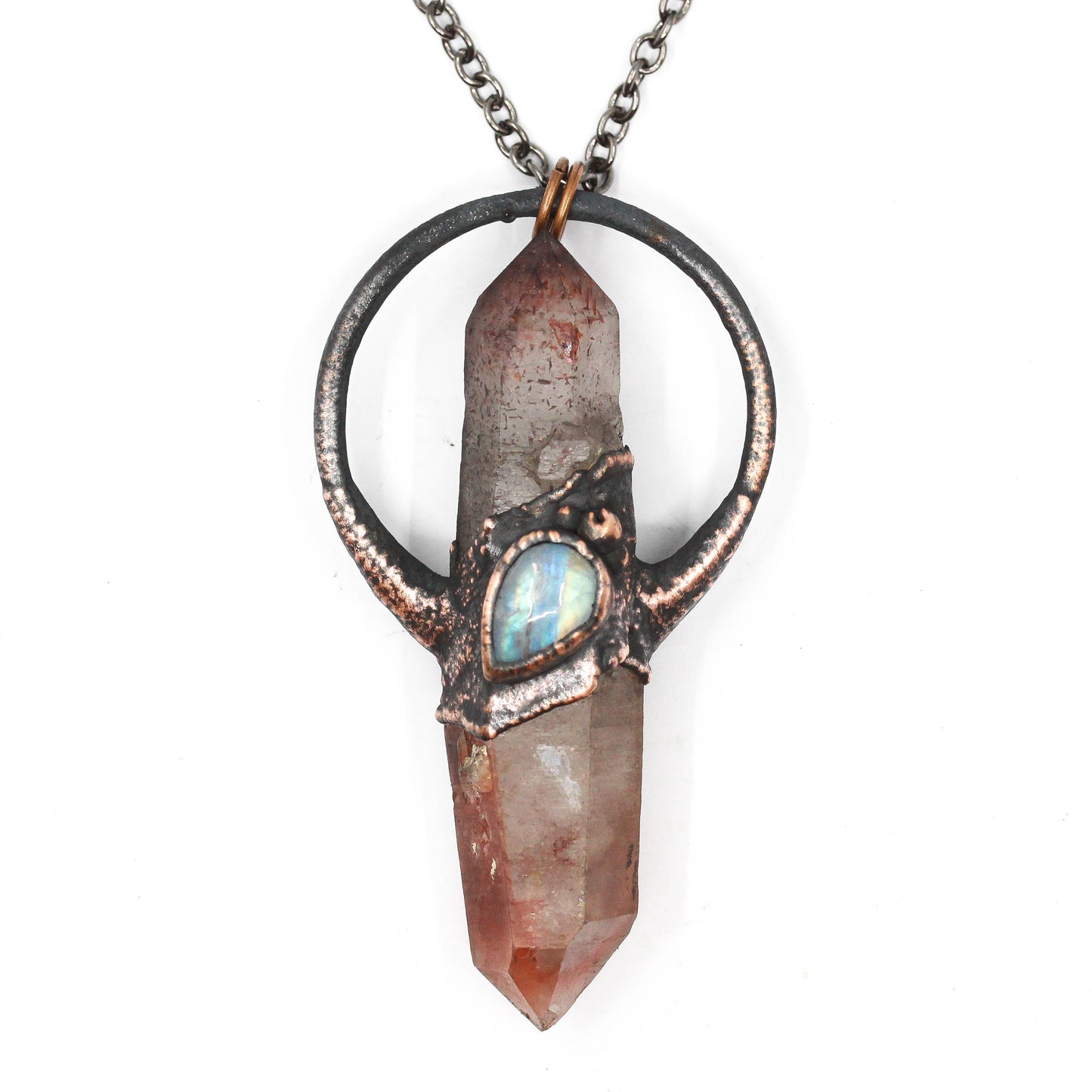 Fire Quartz, Scarlet Temple Quartz & Moonstone Necklace