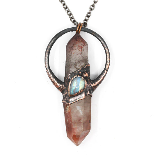 Fire Quartz, Scarlet Temple Quartz & Moonstone Necklace
