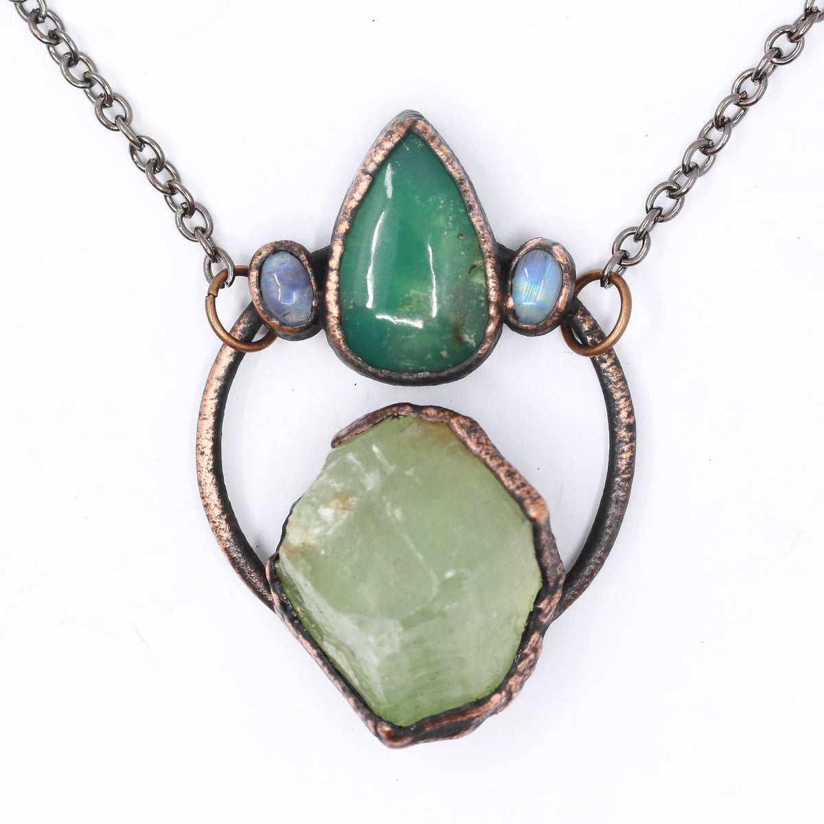 Calcite, Chrysoprase & Moonstone Necklace