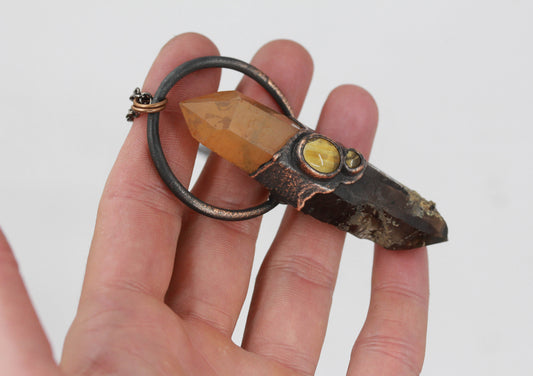 Smoky Quartz, Tangerine Quartz & Citrine Necklace