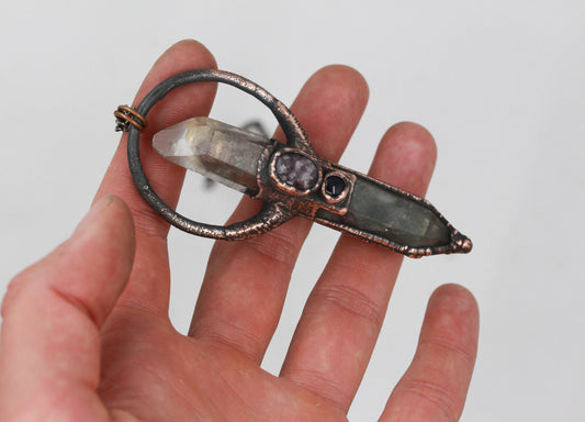 Fluorite, Phantom Quartz & Lepidolite Necklace