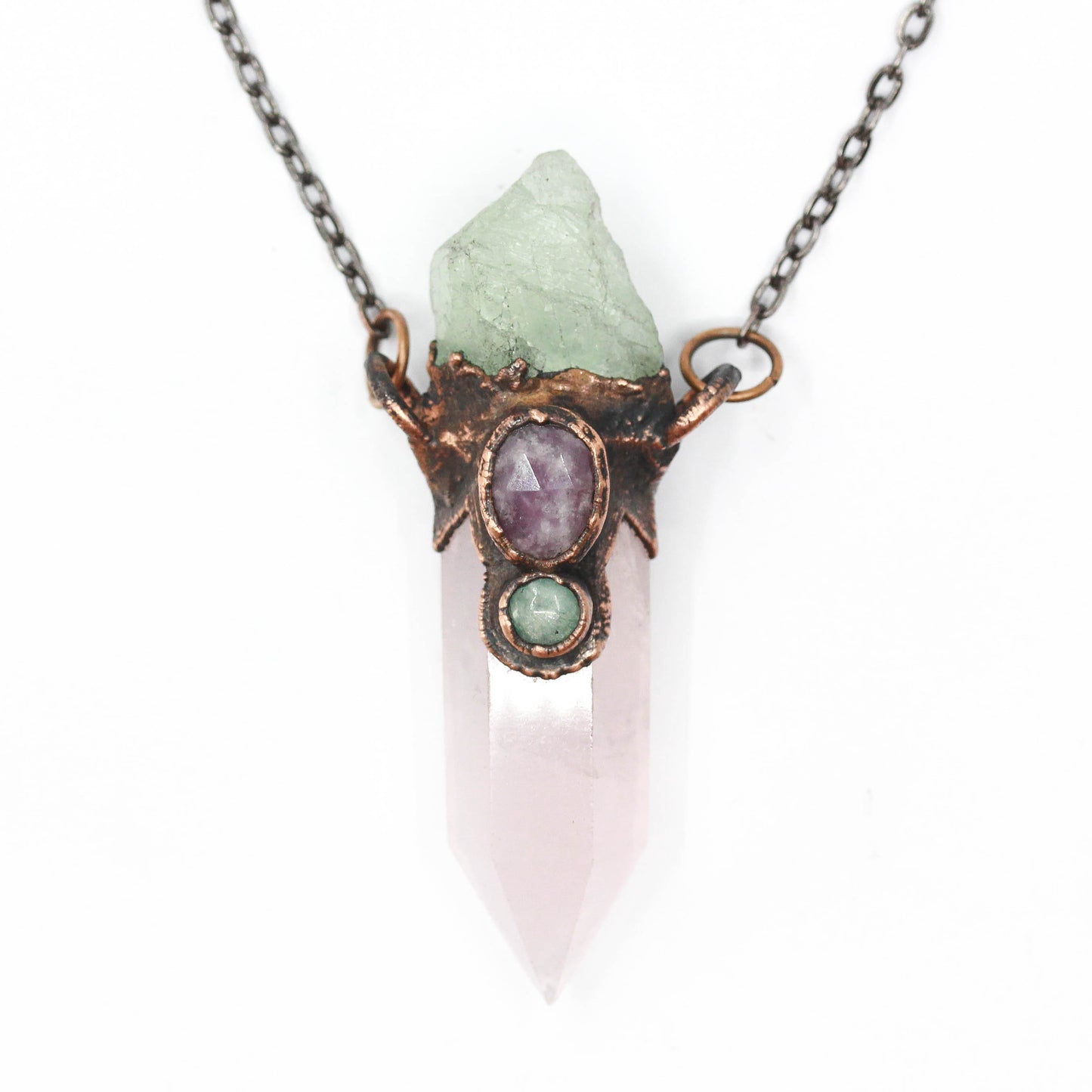 Rose Quartz, Fluorite & Lepidolite Necklace