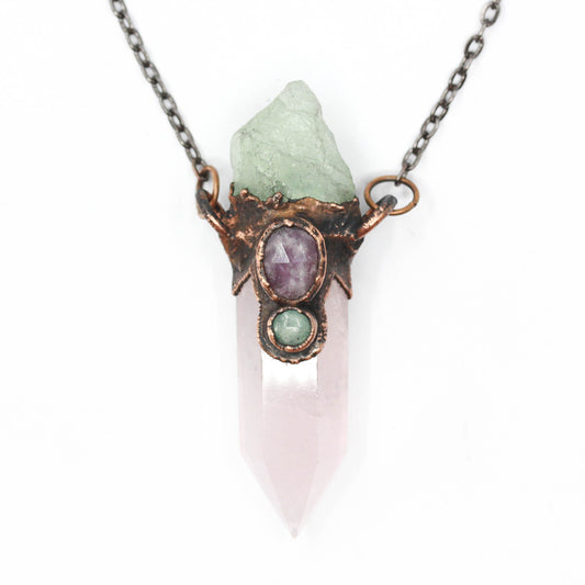 Rose Quartz, Fluorite & Lepidolite Necklace