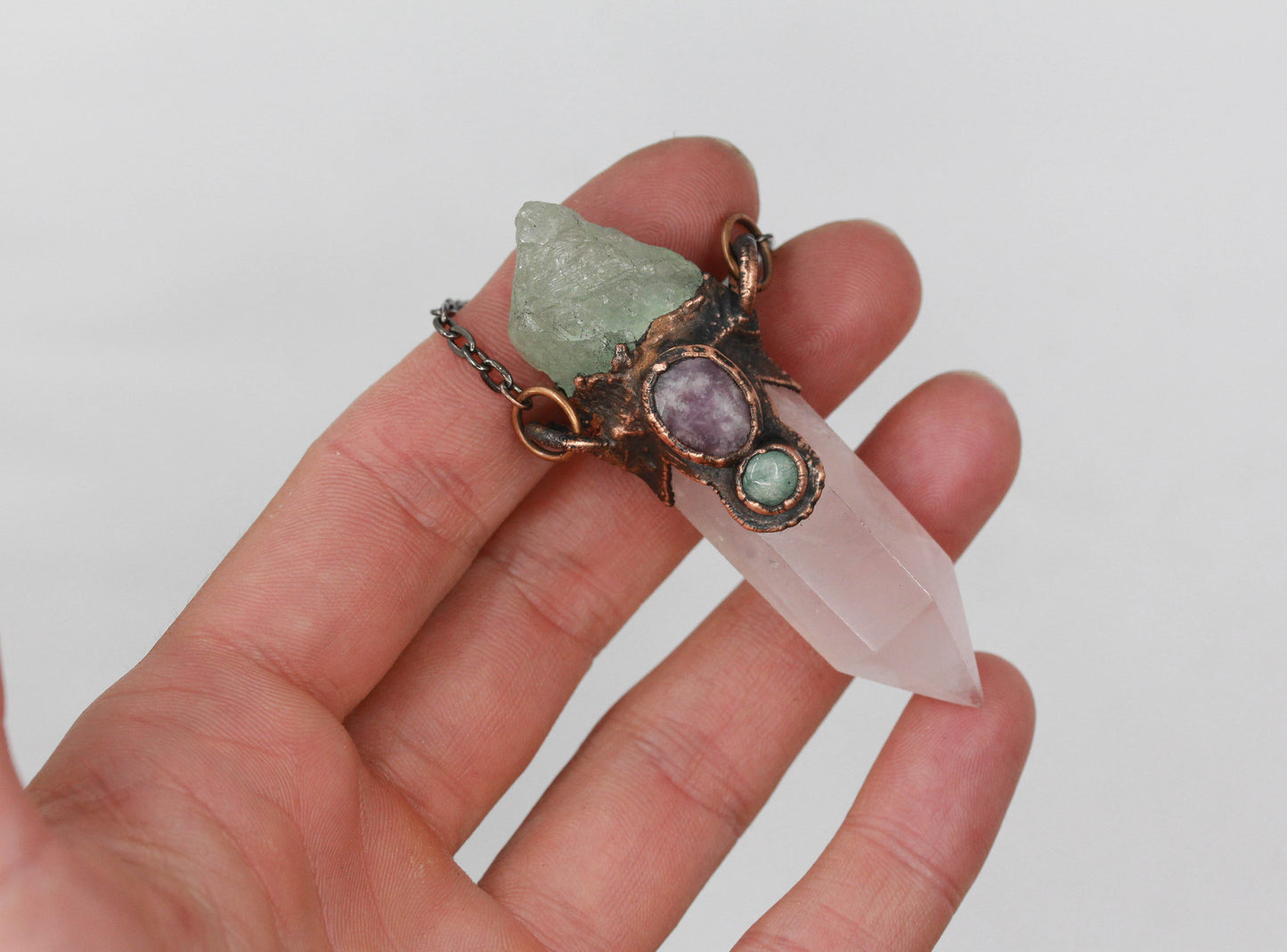 Rose Quartz, Fluorite & Lepidolite Necklace