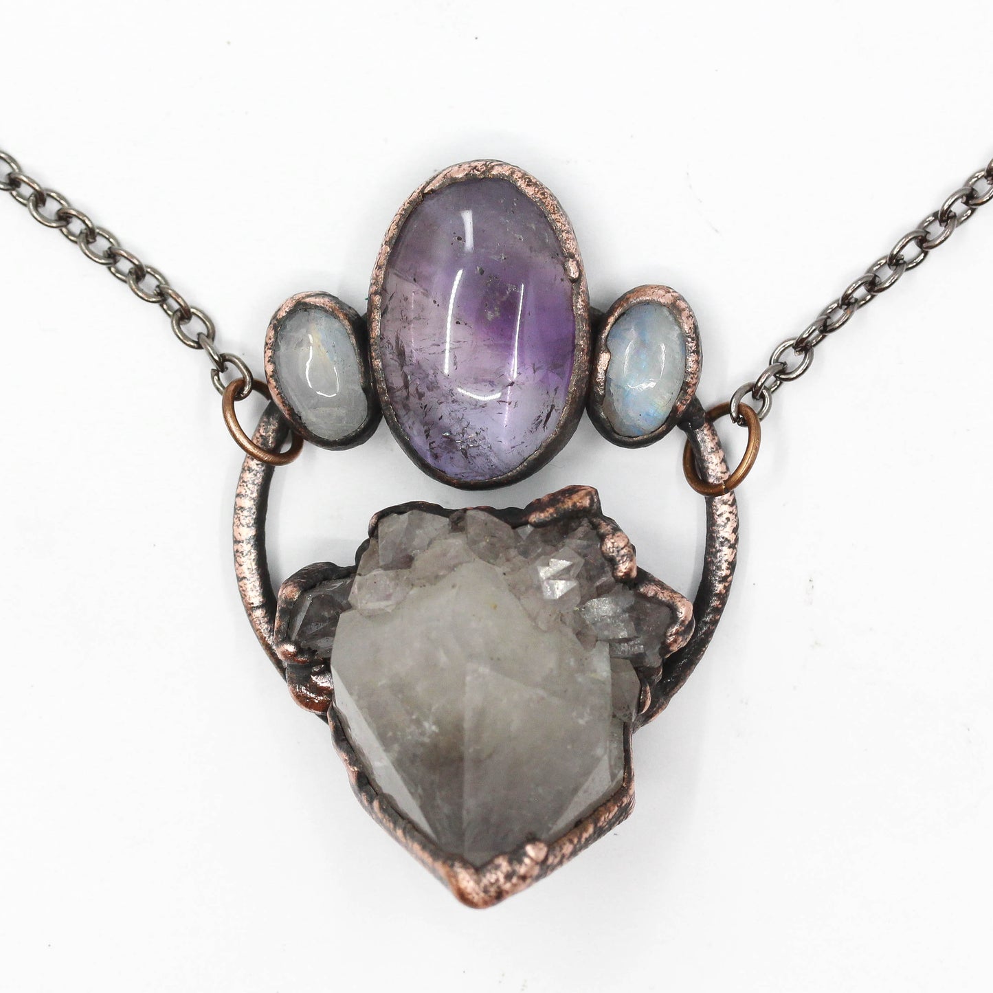 Spirit Quartz, Amethyst & Moonstone Necklace