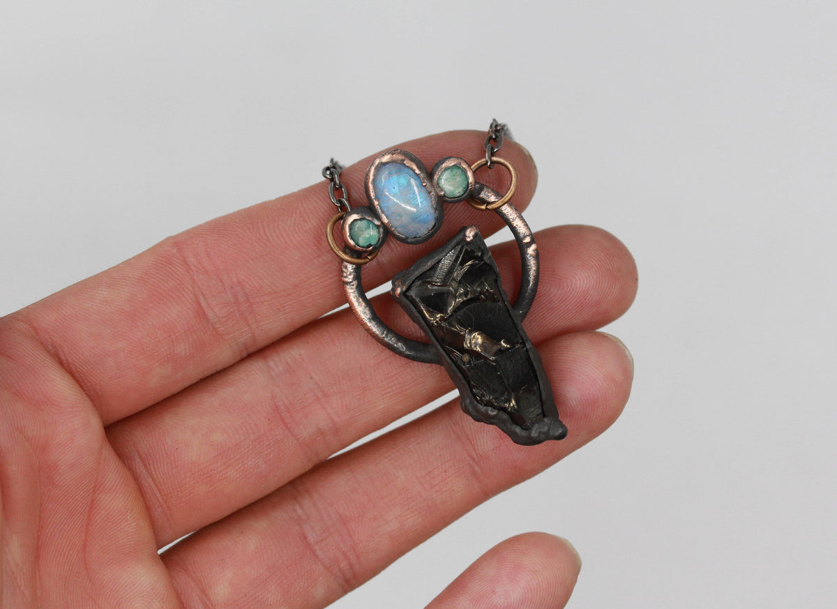 Elite Shungite, Moonstone & Amazonite Necklace