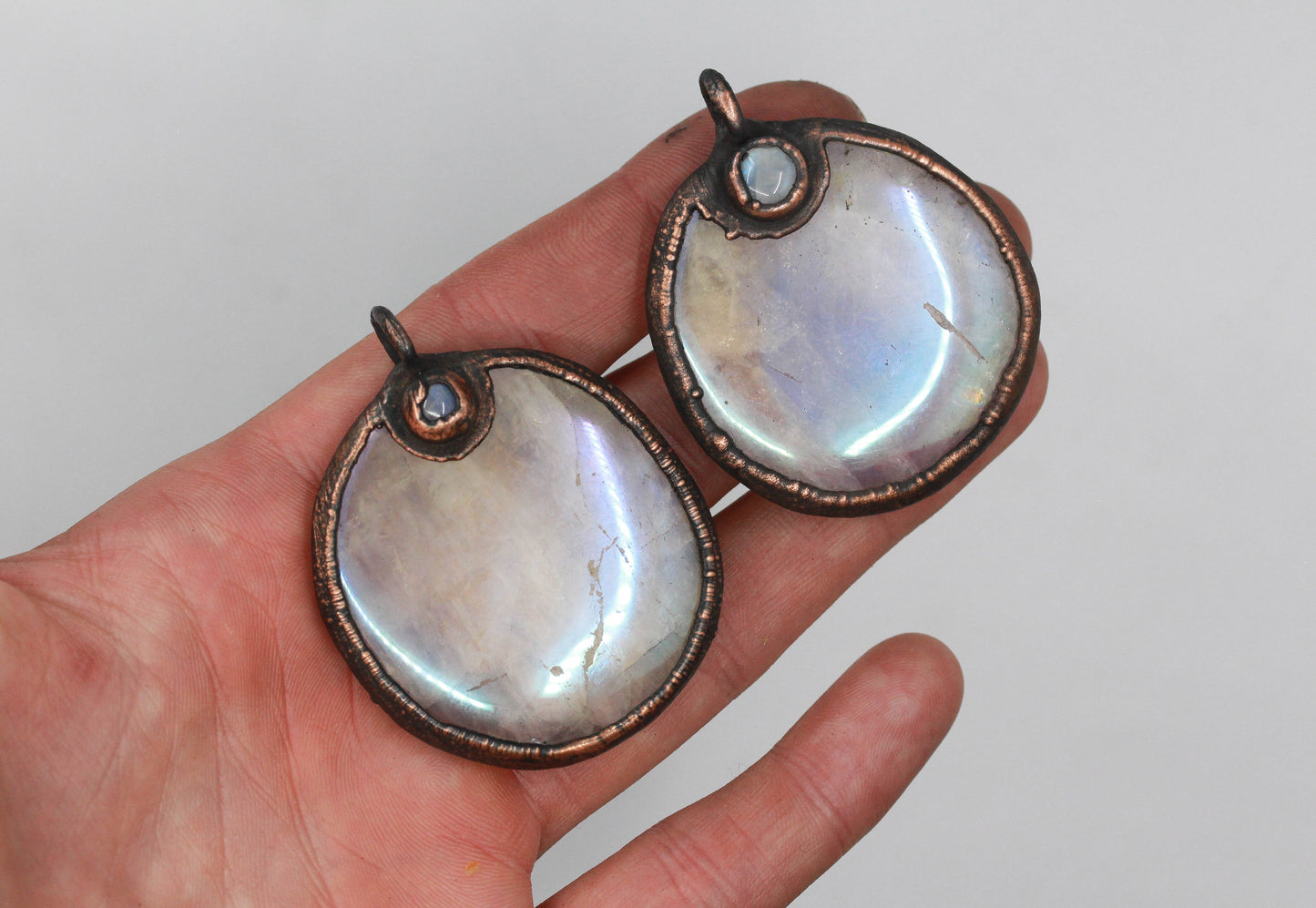 Aura Rose Quartz & Moonstone Palmstone Necklace