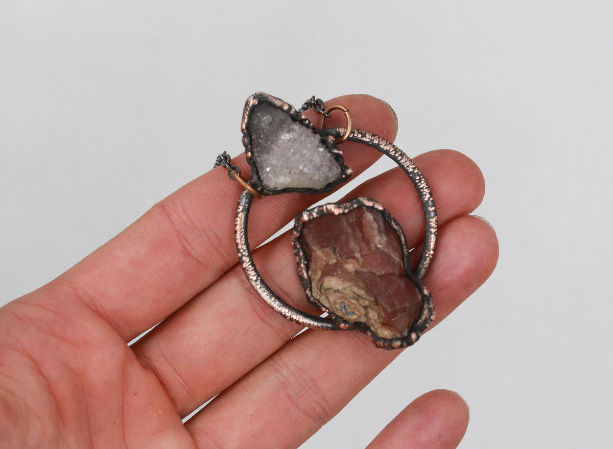 Rhodochrosite & Spirit Quartz Necklace