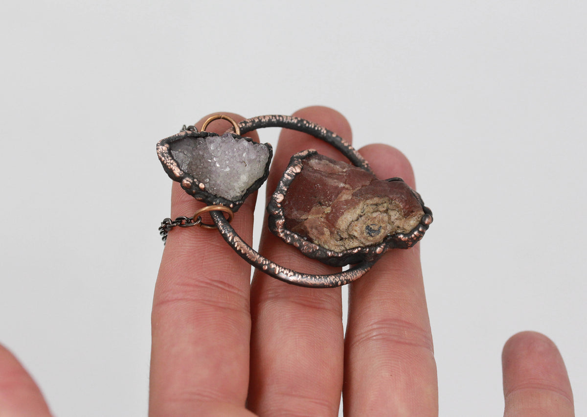 Rhodochrosite & Spirit Quartz Necklace