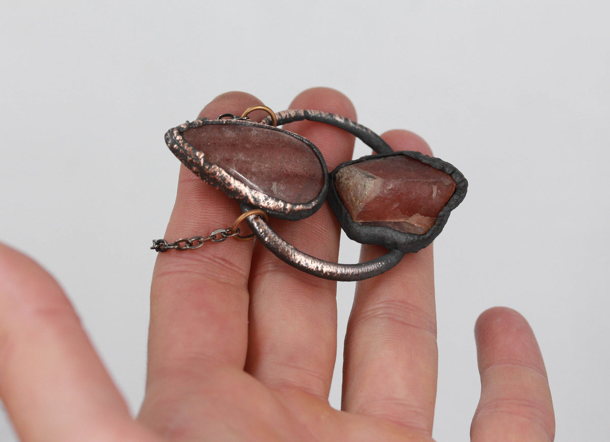 Rhodochrosite & Strawberry Quartz Necklace
