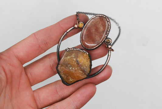 Cancrinite, Strawberry Quartz & Citrine Necklace