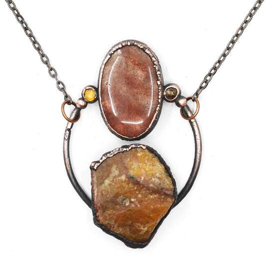Cancrinite, Strawberry Quartz & Citrine Necklace