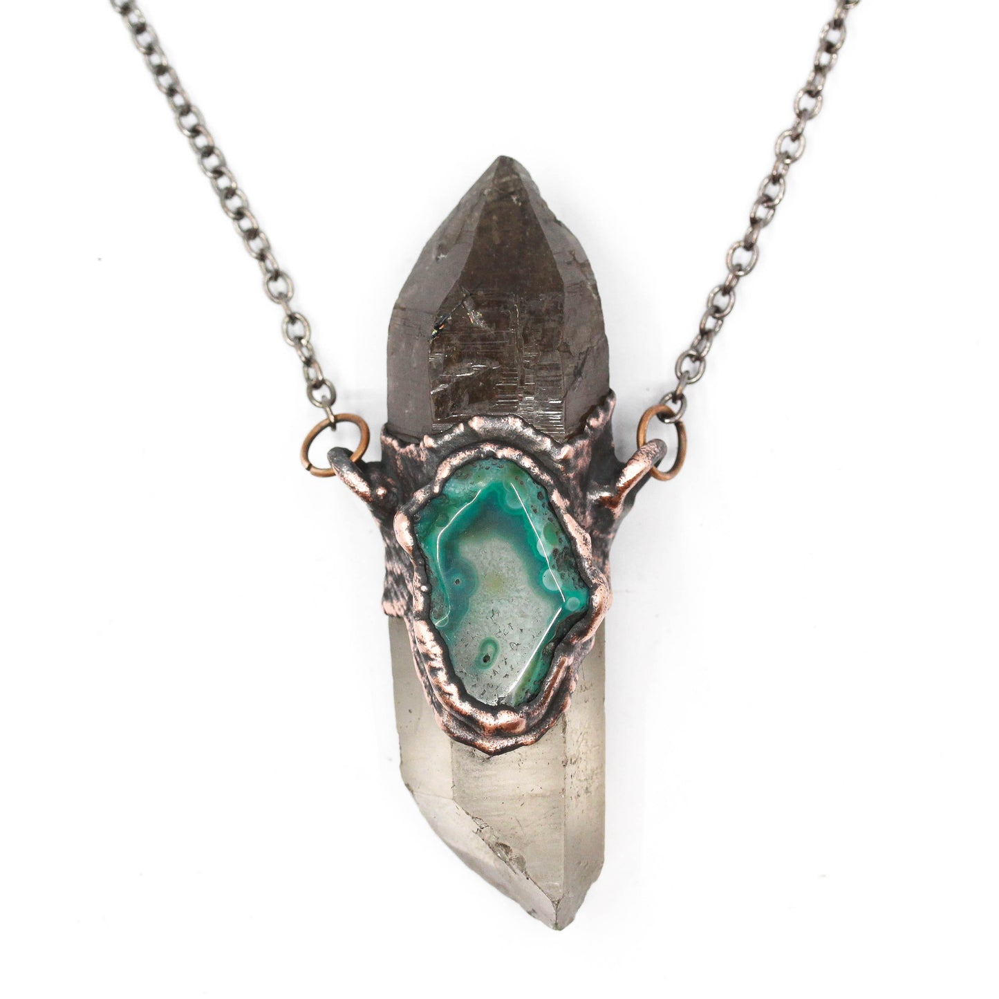 Rutilated Smoky Quartz, Quartz & Agate Necklace