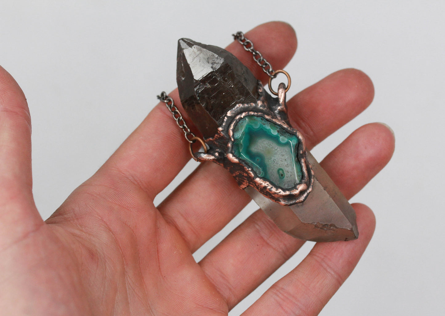 Rutilated Smoky Quartz, Quartz & Agate Necklace
