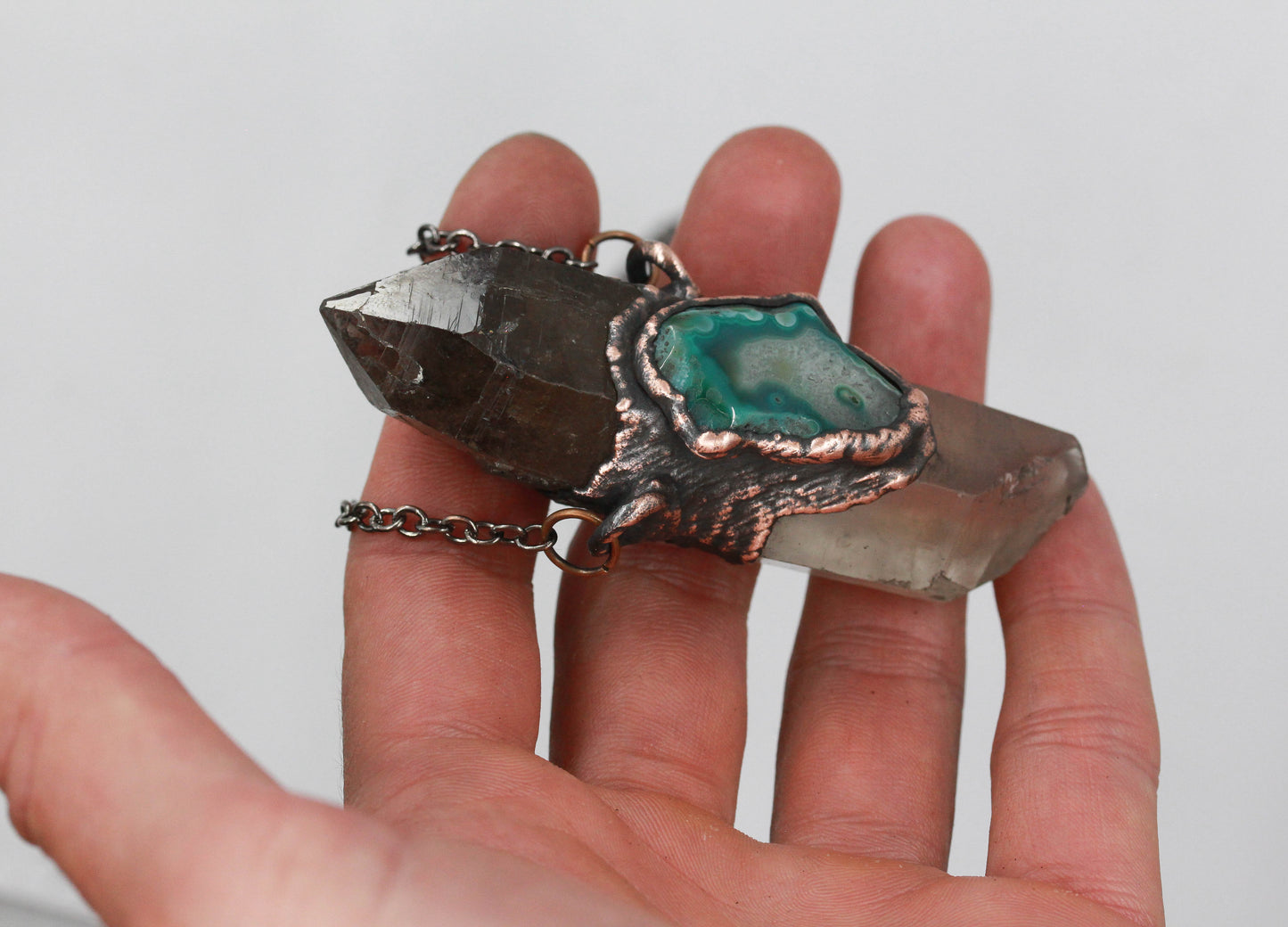 Rutilated Smoky Quartz, Quartz & Agate Necklace