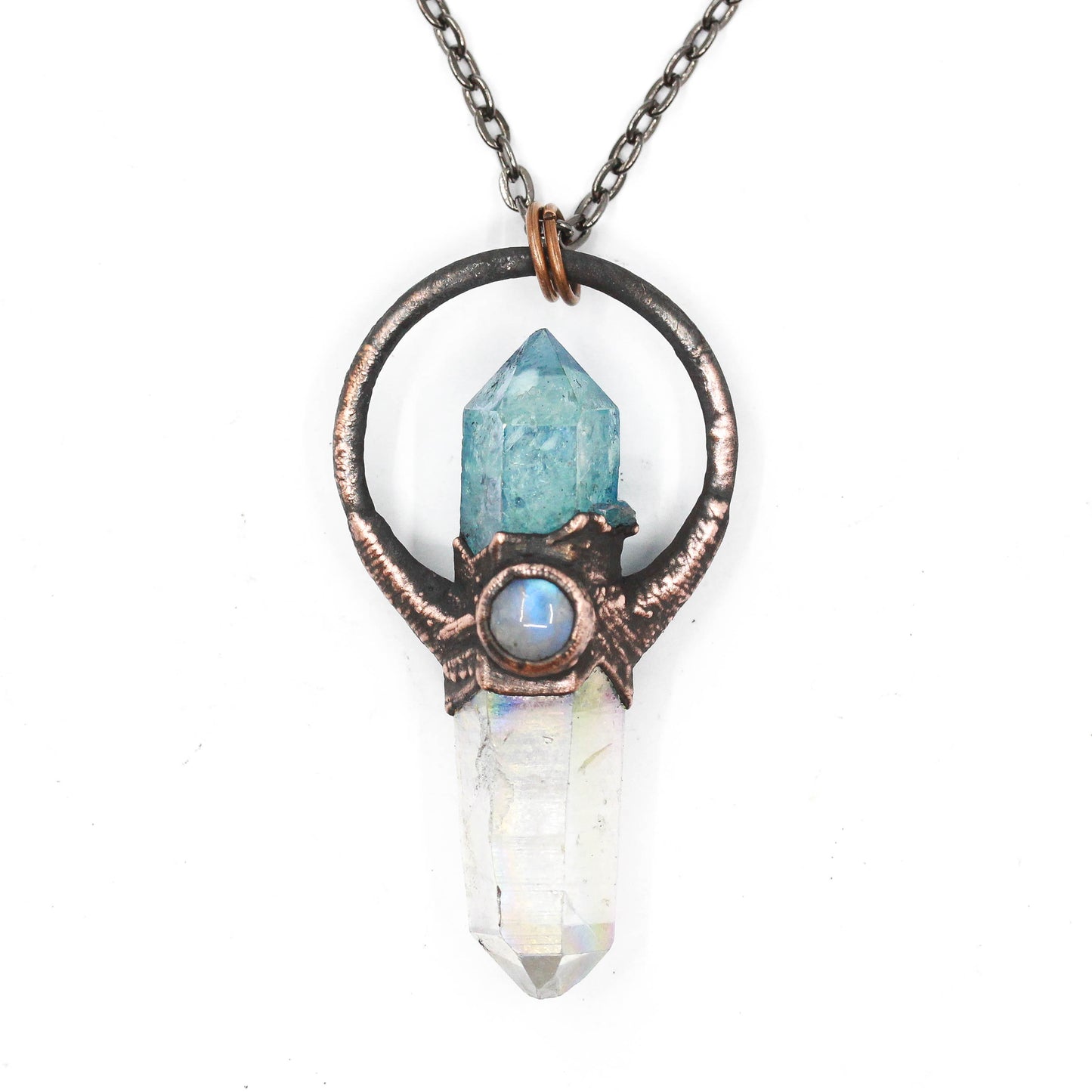Aqua Aura Quartz & Angel Aura Quartz Necklace