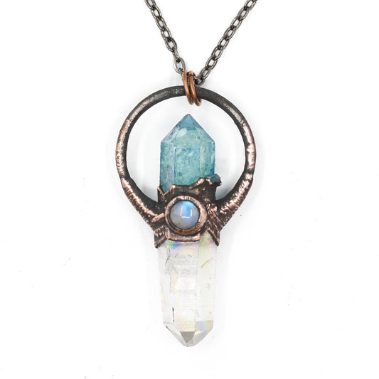 Aqua Aura Quartz & Angel Aura Quartz Necklace