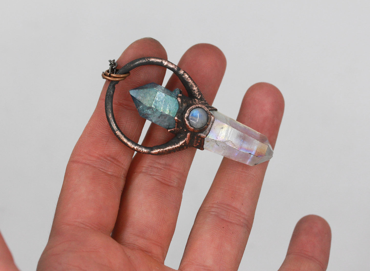 Aqua Aura Quartz & Angel Aura Quartz Necklace