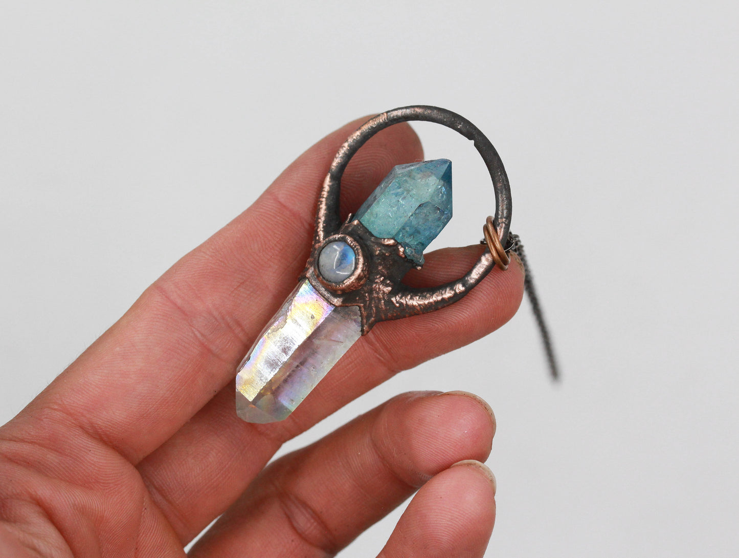 Aqua Aura Quartz & Angel Aura Quartz Necklace