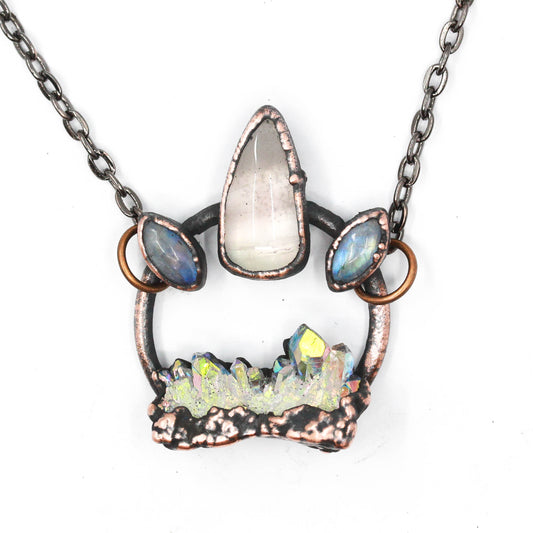 Angel Aura Quartz & Rose Quartz Necklace