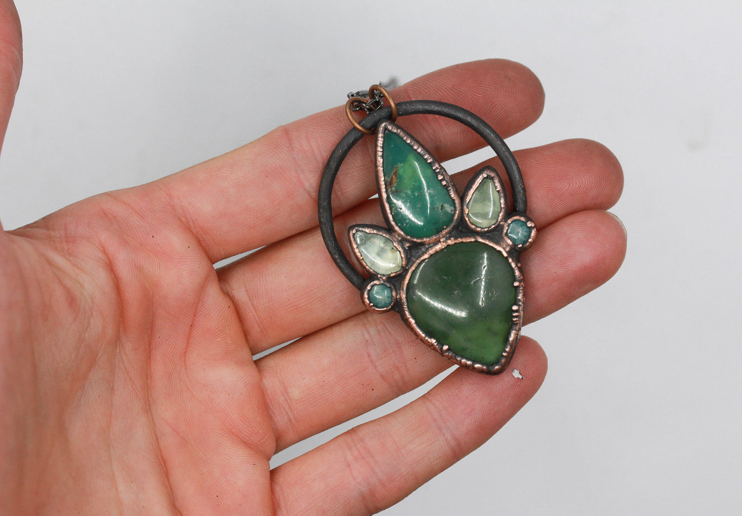 Serpentine, Chrysoprase, Prehnite & Amazonite Necklace