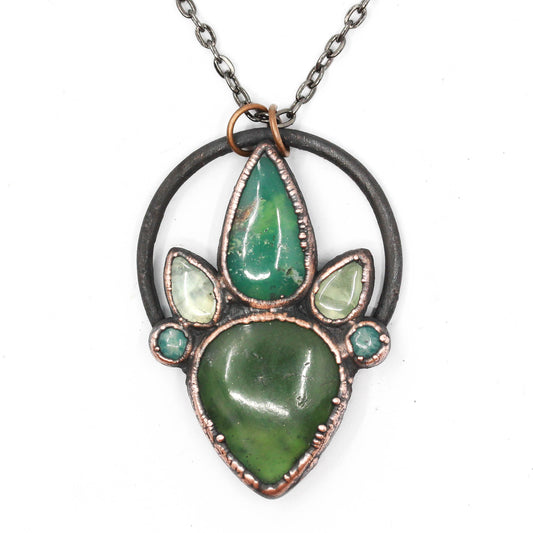 Serpentine, Chrysoprase, Prehnite & Amazonite Necklace