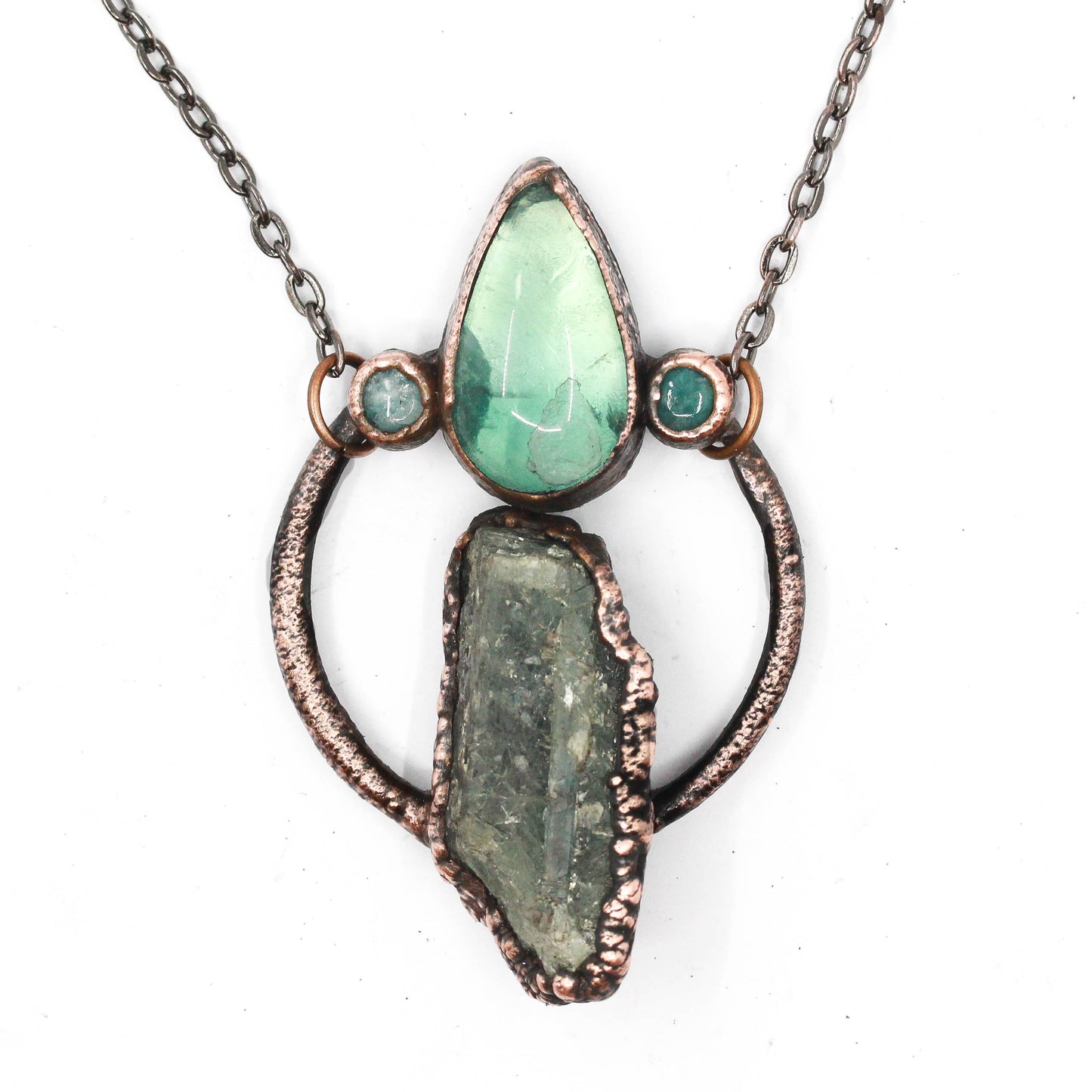 Green Kyanite, Fluorite & Amazonite Necklace