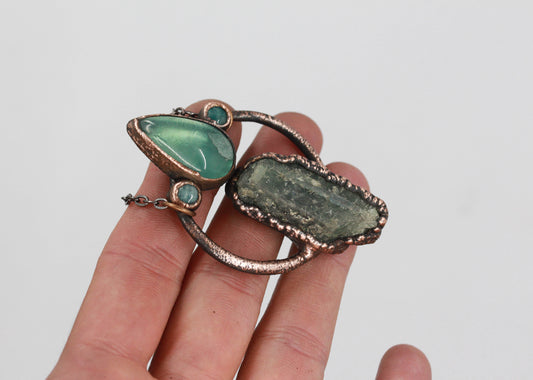 Green Kyanite, Fluorite & Amazonite Necklace