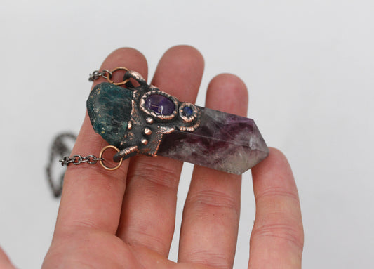 Fluorite, Apatite & Amethyst Necklace