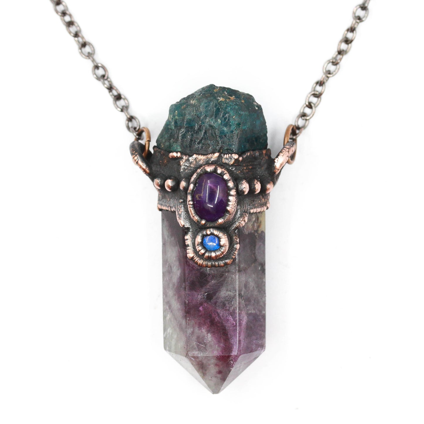 Fluorite, Apatite & Amethyst Necklace