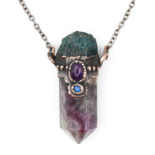Fluorite, Apatite & Amethyst Necklace