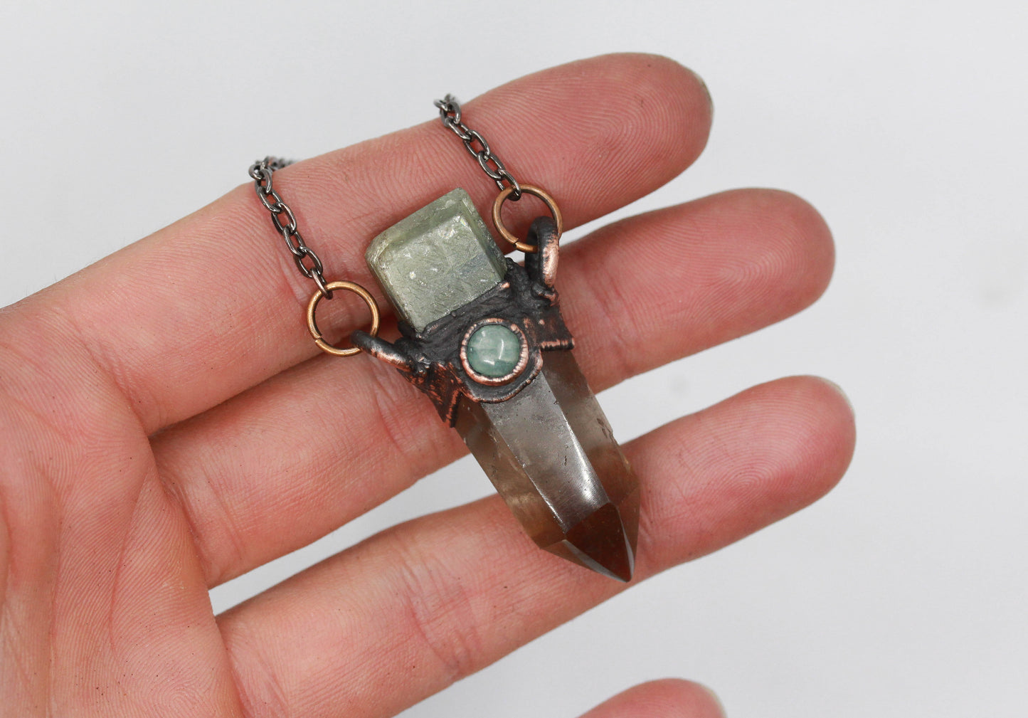 Smoky Quartz, Green Kyanite & Amazonite Necklace