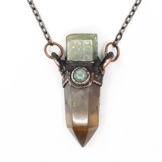 Smoky Quartz, Green Kyanite & Amazonite Necklace