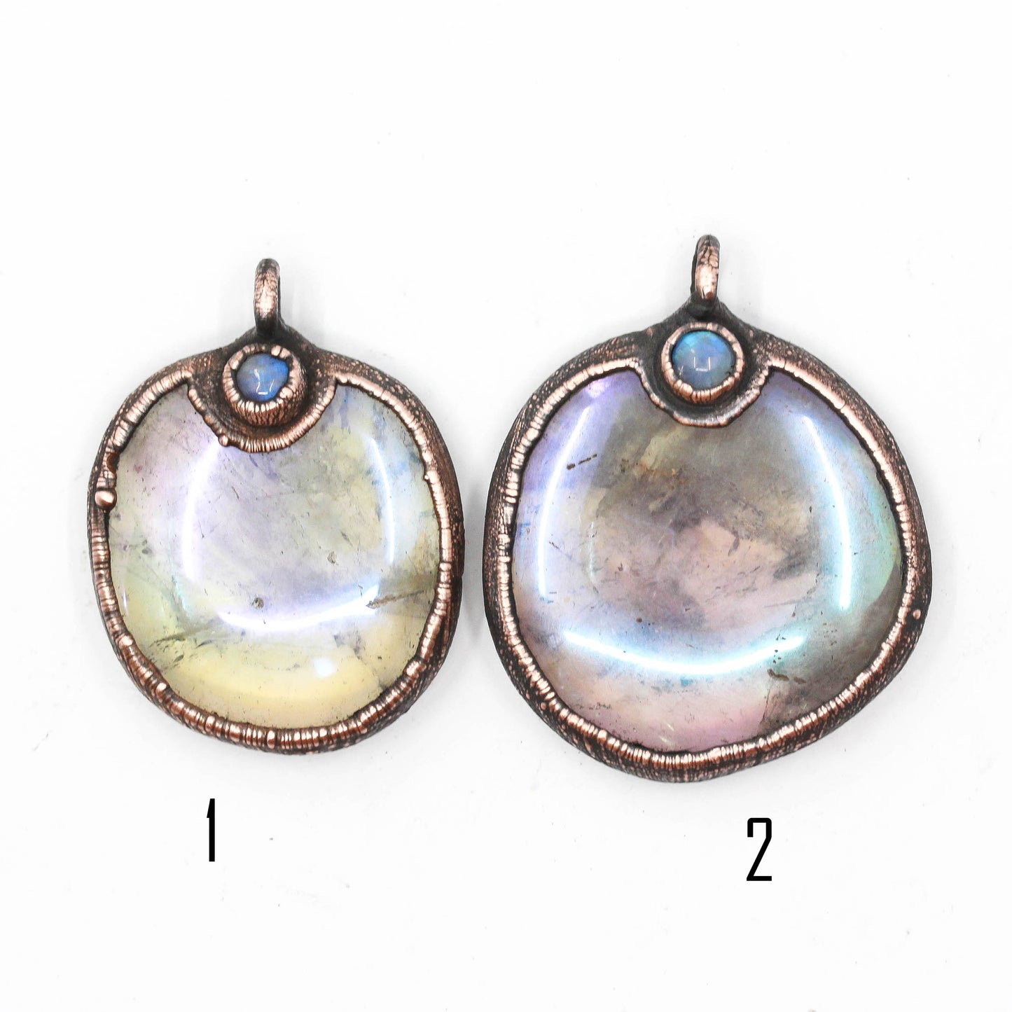 Titanium Aura Rose Quartz & Moonstone Palmstone Necklace